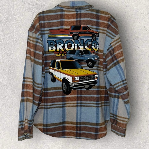 Ford Tops - Ford Plaid Button-Down Shirt‎ with Bronco Graphic